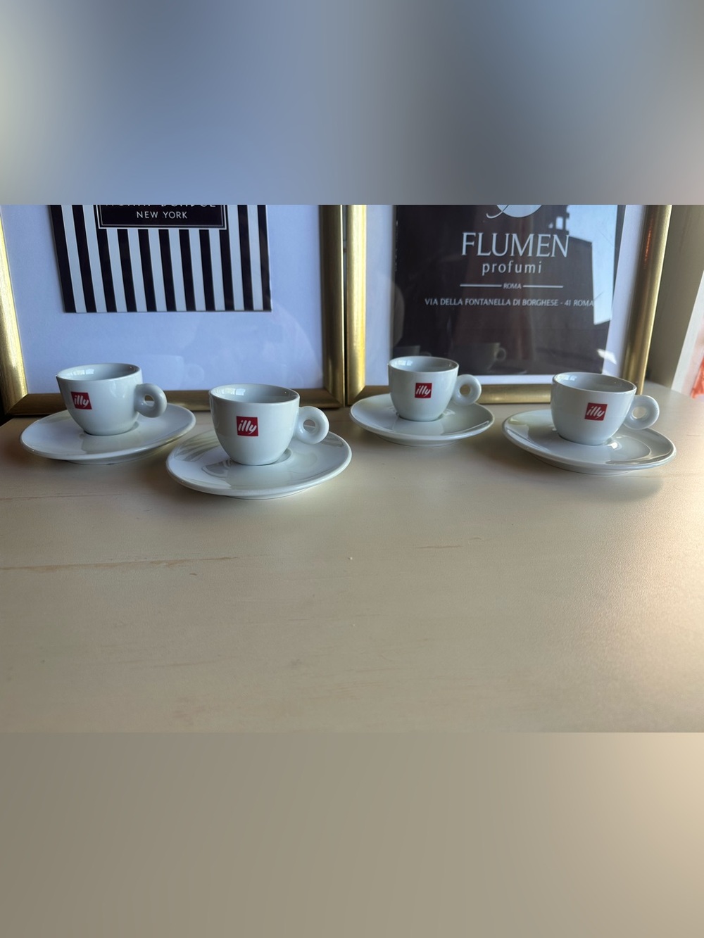 Illy White Porcelain Espresso Cup & Saucer Set - 4 Piece
